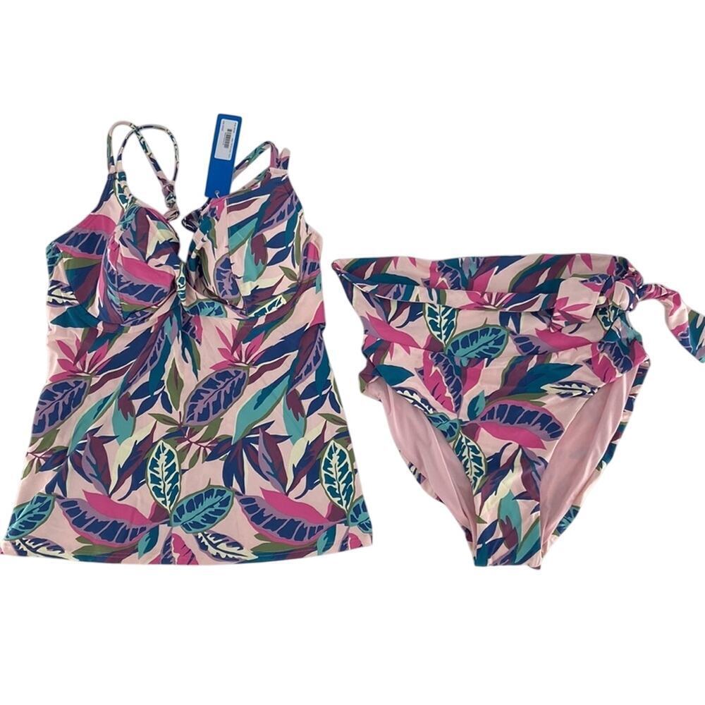 Birdsong Women's Multicolor Tahitian Jungle Keyhole Tankini M | 32DDD - Picture 2 of 10